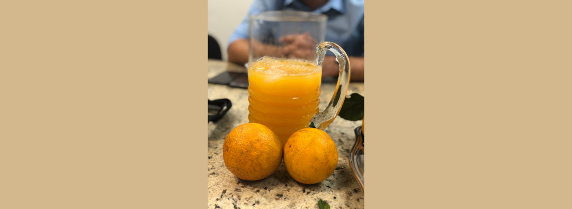 Suco feito com laranjas da Região de Tanguá